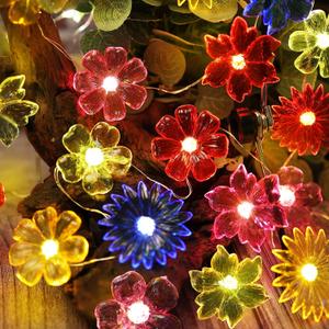 Fairy Lights Decorative Flower Lamp -Waterproof Battery Operated String Lights 7ft 20LED Indoor Outdoor- Floral Décor Flower String Lights Garden Wreath Fence Bathroom Office Home Decor
