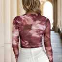 Pink Queen Mesh Top for Women Long Sleeve See Through Shirt Scoop Neck Sheer Blouse (Pink, XL)