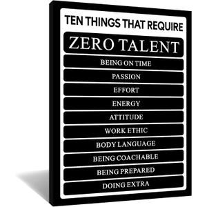Motivational Canvas Wall Art Decor Inspirational Theme Picture Print Positive Affirmation Zero Talent Quotes Poster Artwork for Home Office Hallway Living Room Framed Ready to Hang [18''W x 24''H]