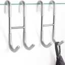 NINETREX Shower Door Hooks,Towel Hooks for Bathrooms Frameless Glass Door,Heavy Duty SUS 304 Stainless Steel Hook for Towels,Squeegee,Loofah,Shaver,Robe,2 Pack,Silver (Brushed Nickel)