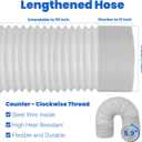 Portable Ac Window Vent Kit,Adjustable Air Conditioner Window Seal Kit with 5.9 Inch Diameter 59" Length Ac Exhaust Hose for Vertical/Horizontal Window