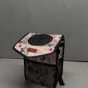 Pritent Car Trash Can with Lid, Cute Leakproof Car Trash Garbage Bag Hanging Vehicle Trash Bin Small Portable Automotive Garbage Cans Organizer for Back/Front Seat(Trapezoid,Flamingo Print