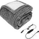 Elantrip Wool Car Heated Blanket, 12 Volt, 70 Degree Cutoff, for Trucks, Cars, SUVs, Machine Washable Car Heated Travel Blanket, Great for Camping, with Temperature Control, 40×55in(Gray)