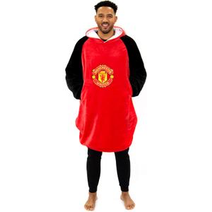 Manchester United Oversized Wearable Fleece Blanket, Super Warm and Cosy Premium Sherpa Lined, Manchester United Design, M