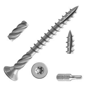 #8 * 2" 304 Stainless Steel Deck Screws, (348pcs) 2 lbs.Exterior Wood Screws, Rust Resistant epoxy Coated, Bronze, T20 Star Bit (Silver)