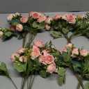 Zeyune 8 Pack 12 Inch Artificial Rose Bouquet Silk Roses Flowers Bunches Bulk Fake Roses for Wedding Bridal Home Office Garden Parties Decoration(Pink)
