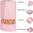 5.5"x7.8" 120pcs Mylar Bags for Food Storage,Smell Proof Bag with Matte Window Resealable Food Storage Bags for Small Business, Stand-up Foil Pouch Packaging Freeze Dried Candy Bag(Pink)