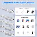 USB C Splitter Multi Charging Cable [2Pack 5ft], USB A/C to USB C QC 3.0 Fast Charging, 4 in 2 Multi Charger Cord with 4 Type C Ports for iPhone 17/16/15 Series, iPad Air/Pro, Samsung Galaxy, Tablets