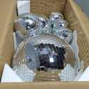 Haull 8 Pcs Large Disco Ball Set Silver Mirror Disco Reflective Ball with Hanging Ring Party Ornament Decoration for Stage Club Ballroom Dance Hall Wedding Prom Props(12'', 8'', 6'', 4'')