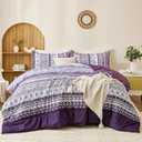 Goodidea Boho Comforter Set King Size 3 Piece Purple Bohemian Striped Comforter Soft Lightweight Microfiber Bedding Set with 2 Pillow Shams for All Season (King, 104"X90")