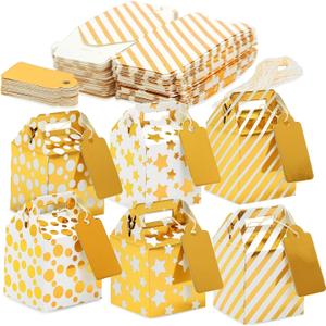 Juvale Party Favor Boxes - 36 Mini Gold 2 x 2 x 2 in With Tags & Strings - 3 Patterns Polka Dot, Stars & Stripes - Paper Packaging for Wedding & Birthday Truffles Juvale Party Favor Boxes - 36 Mini Gold 2 x 2 x 2 in With Tags & Strings - 3 Patterns Polka Dot, Stars & Stripes - Paper Packaging for Wedding & Birthday Truffles