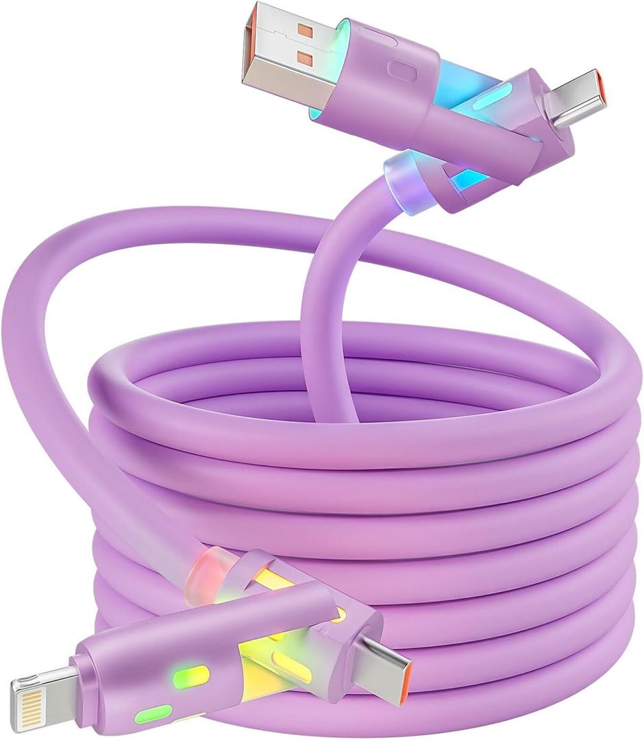 USB C Cable,240W 4 in 1 Charging Cable 4FT,Charging Cable Fast Charging & Data Sync,Multi USB Cable with Breathing Light,Charger Cord for iPhone 16/15 14 Samsung MacBook iPad Tablets,Purple USB C Cable,240W 4 in 1 Charging Cable 4FT,Charging Cable Fast Charging & Data Sync,Multi USB Cable with Breathing Light,Charger Cord for iPhone 16/15 14 Samsung MacBook iPad Tablets,Purple