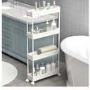 SPACELEAD Slim Storage Cart 4 Tier,Bathroom Organizer Rolling Utility, Mobile Shelving Unit Slide Out for Office, Kitchen, Laundry Room & Narrow Places,White