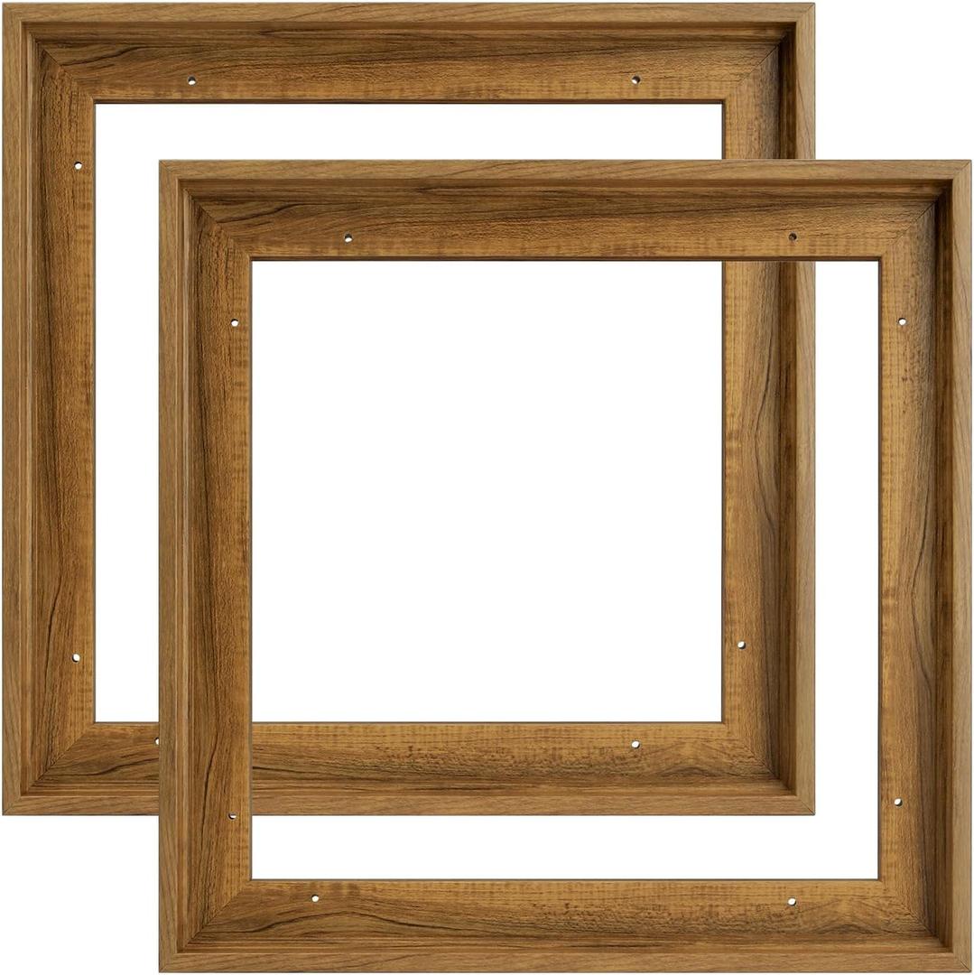 Canvas Frame for 20x20 Oil Paintings, 2 Pack Square Floating Frames for Stretched Canvas Pictures Prints Paint by Numbers, Floater Art Frame for Home Office Living Room Wall Decor (Dark Brown)