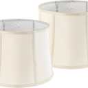 GOSO 14 Inch Square Drum Lamp Shades Set of 2 Large, Cream Peach Lamp Shade for Floor Lamps Table Lampshade Replacement,12x14x10 IN (Spider) Natural Fabric Faux Silk Elegant & Art Deco -Easy Assembly