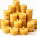 Crenovo 48 Pack Beeswax Tea Lights, 4-Hour Long Burning Tealight Candles, Ideal for Dinners Meditation Home Decor Tea Candles