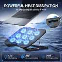 TECKNET Laptop Cooling Pad with Phone Stand, 9 Quiet Fans with LED Lights, 5 Height Adjustable & 2 USB Ports, Stepless Speed Control to 2600 RPM Laptop Cooler, Laptop Cooling Stand for 12-17.3 Inch