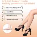 3/4 High Heel Cushion Insoles, Self-Adhesive Arch Support Inserts for Flat Feet and Arch Pain Relief, Gel Shoe Inserts for Sandal, Flats and High Heels (2 Pairs, Beige+ Black, Women's 5-8.5)