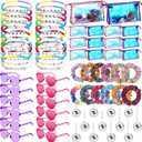 Landical 72 Pcs/12 Sets Kpop Party Favors Birthday Party Supplies, Friendship Bracelets, Disco Necklace Heart Sunglasses Holographic Scrunchie Make Up Bag for Y2k Fans Women Birthdays & Concerts