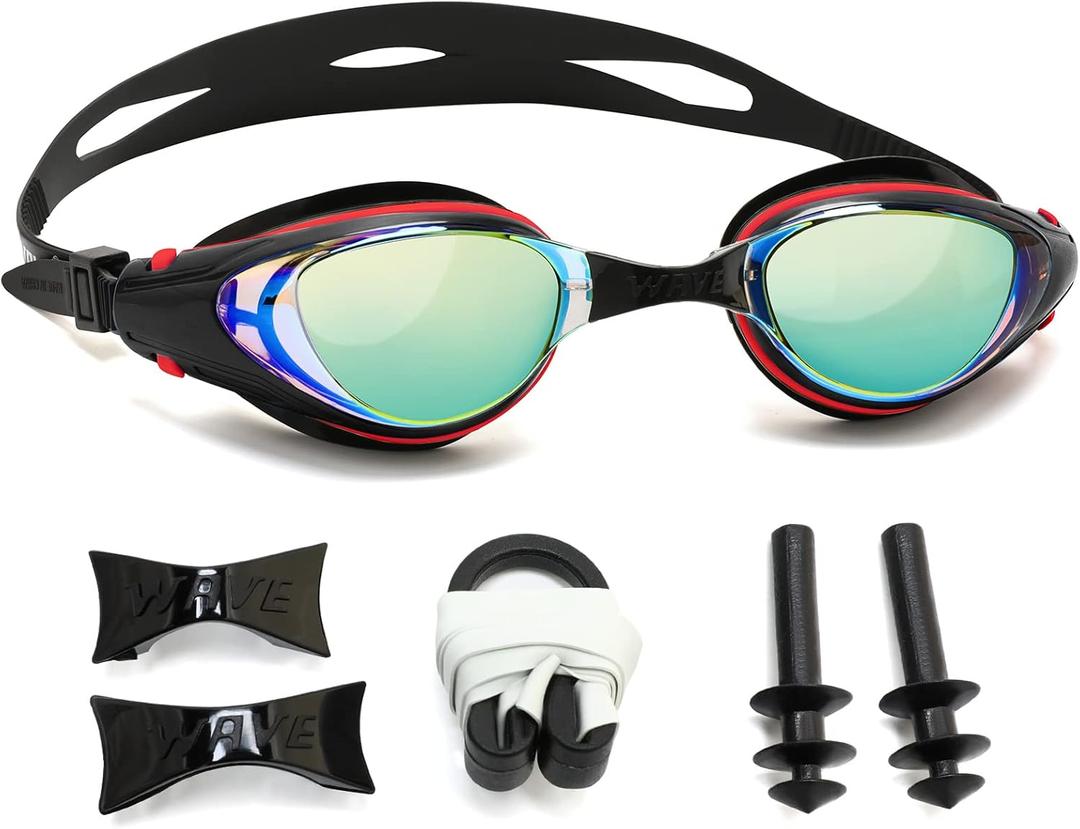 Nearsighted Swim Goggles, Shortsighted Optical Swimming Goggles No Leaking Anti Fog UV Protection for Adult Men Women (-9, Black New)