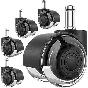 MaxGear Office Chair Wheels, 2 Inch Replacement Soft Mute Desk Caster Wheels for Work & Gaming Chair, Heavy Duty and Safe Rolling for All Floors & Hardwood, Universal Fit for 98% of Chairs, Set of 5