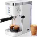 Gevi Espresso Machine 20 Bar High Pressure,Super Automatic Espresso Machines with Milk Frother Steam Wand,Cappuccino & Latte Maker with Volume Control for Home,Espresso Maker, Gift for Coffee Lover (Silver White)