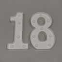 Treela 8.7'' Birthday Decorative LED Light up Numbers, Glitter Marquee Number Sign for Night Birthday Party Decorations Anniversary Bar LED Sign Backdrop Wall Table Centerpieces(18th,White)