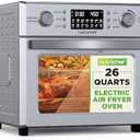 NutriChef 26L Electric Air Fryer Oven | 1700W Countertop Rotisserie & Air Fryer | 360° Rotating Feature | 10 Digital Menu Presets | Includes Drip Tray, Air Frying Basket & Bake Rack 15x16x14 (Silver)