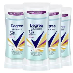 3 x Degree Advanced MotionSense Antiperspirant Deodorant 4 Count 72-Hour Sweat And Odor Protection Sexy Intrigue Antiperspirant Deodorant For Women With MotionSense Technology 2.6oz
