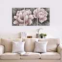 Biuteawal Flower Canvas Wall Art Abstract Pink and Gray Wall Artworks Elegant Floral Painting Still Life Pictures for Home Living Room Bedroom Decoration Ready to Hang 16x24inx3panels, 16x24inchx3pcs