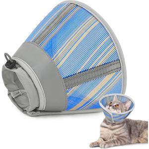 Supet Cat Cone Collar Soft to Stop Licking Scratching, Breathable Comfortable Mesh Recovery Cone for Cats After Surgery Neuter, Lightweight E Cone Collar Alternative (M)