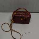 Quilted Leather Crossbody Bag with Chain Strap Women's Top Handle Bucket Square Box Bag for Women (Wine Red)