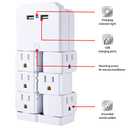 GE 6-Outlet Extender with Swivel Outlets, 2 USB Ports, Grounded Wall Tap, Built-In Device Shelf, Adapter Spaced, 3-Prong, Cruise Essentials, Use for Home Office School Dorm, UL Listed, White, 37064