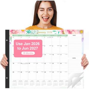 Gannyfer Desk Calendar 2026 - 18 Month Large Desk Calendar 2026-2027, Use January 2026 to Jun 2027, 22" x 17" Desktop Pad Calendar, Office Supplies Perfect for Planning and Organizing In Your Home, School or Office (Pink)
