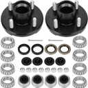 2 Sets Trailer Hub Kit 4 Bolt 4, Trailer Axle Kit for 2000 lb 4 Lug Trailer Hub Fits 1" and 1-1/16" Spindle, Trailer Hub Kit with Extra Dust Cap and Rubber Plug