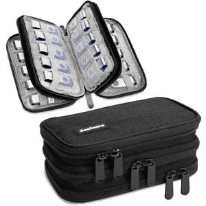 USB Flash Drive Case with Labels, Gifts for Men, USBs Case Organizer Holds 30 Pcs, USBs Storage Cases, USB Sticks Holder, Thumb Drive Cases, Fits for Samsung/Sandisk/Jump Drive, etc, Black