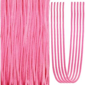TOAOB 100pcs Long Pipe Cleaners Dark Pink Overlength Chenille Stems 24 Inch Fuzzy Sticks Craft Supplies for DIY Art Craft Projects Home Decorations