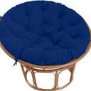 Papasan Chair Cushion Outdoor, Round Papasan Cushion Indoor with Ties, Waterproof Circle Seat Pad for Porch Patio Garden, 45 in Navy, Cushion Only (Dark Cerulean)