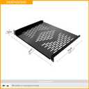 RIVECO 2 Pieces 1U Rack Shelves 19 Tray Cabinet Mount Vented Cantilevers for Network Equipment Shelf Mounting, 14 Inches 35CM Depth, Black 2PCS