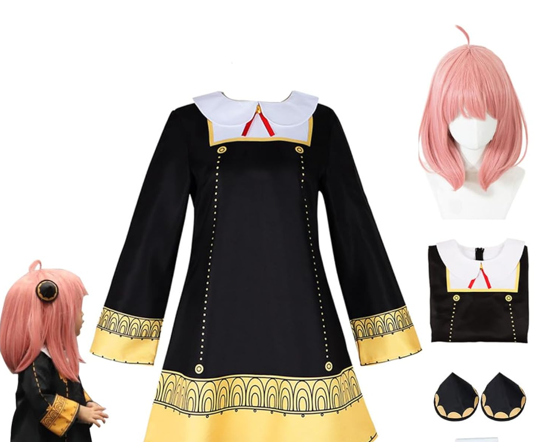 Thorn Princess Yor Forger Cosplay Gothic Dress Anya Forger Cosplay Anime Halloween Full Dress with Wig, Large