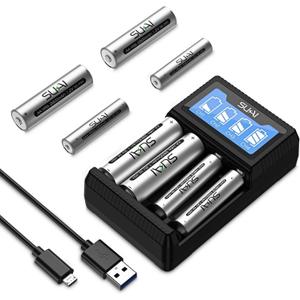 SUKAI AA AAA Rechargeable Batteries - AA 2800mAh & AAA 1200mAh 8 Count (4AA + 4 AAA) with LCD Fast Rechargeable Battery Charger - High Capacity, Low Self Discharge Ni-MH 1.2V Rechargeable Battery