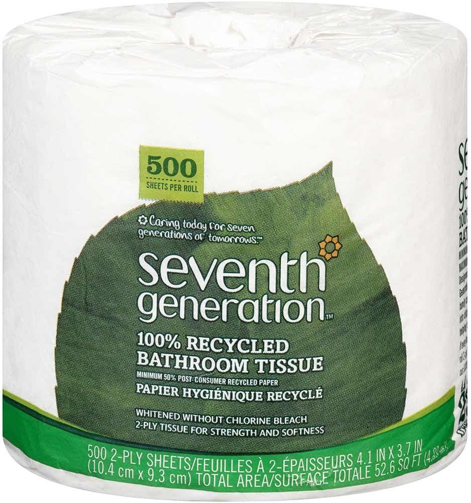 Seventh Generation 137038 100 Percent Recycled Jumbo Roll Bathroom Tissue, 2-Ply, White, 500-Roll, 60-Carton