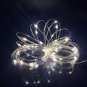2 Pack Battery Operated Mini Led Fairy Lights Dewdrop Garland Lights with Timer 6 Hours on/18 Hours Off for Wedding Party Decorations,50 Leds 18 Feet Silver Wire (Cold White)