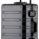 Tmore Aluminum Frame Luggage with Spinner Wheels, with TSA Locks Hard Shell Suitcase, Business 20" Black