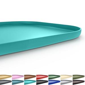SMILOOL Silicone Pet Feeding Mat with Raised Edge for Food and Water, Dog Bowl Mats, Cat Bowls Placemat with High Lip for Floor Waterproof, Rubber Tray for Cats and Dogs 22 x 14 x0.8 Dark Turquoise