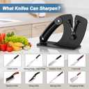 Knife Sharpener Auto-adjust, Ergonomic Handle Classic Kitchen Knife Accessories Original Premium Polish Restore Dull Blades Fan-shaped Tungsten Carbide Really Works for Steel Knives Scissors
