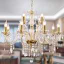 K9 Crystal Candle Chandeliers Lighting 12 Lights Pendant Ceiling Fixture Lamp for Dining Living Room Bedroom Hallway Entry Elegant Decoration (12 Bulbs)