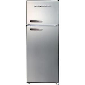 Frigidaire EFR753, 2 Door Apartment Size Refrigerator with Freezer, Retro Chrome Handle, 7.5 cu ft, Platinum Series, Stainless Steel, 7.5
