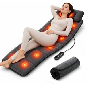 Full Body Massage Mat with Heat, Ultra Shiatsu Style Massage Pad Cushion, Body Massager Mat for Bed & Recliner,Back Massage for Bed, Vibration Therapy Pad for Total Body Massage Relaxation