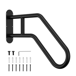 LuckIn Handrails for Outdoor Steps, 1 to 3 Steps Outdoor Handrail Wall Mount 26 Inch, Stair Railing for Kids, Elderly, Pregnant Women, U Shaped & Matte Black, Easy Installation, for Garden, Garage